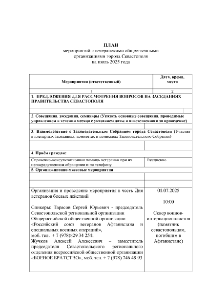 План на июль 2025